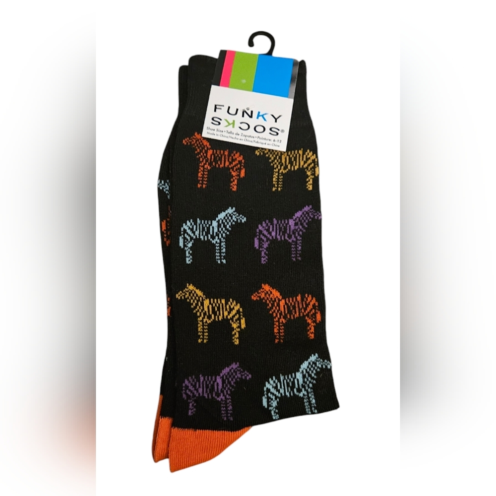 Funky Socks Zebra Horse By Centric Socks Men’s Shoe Size 6-12
